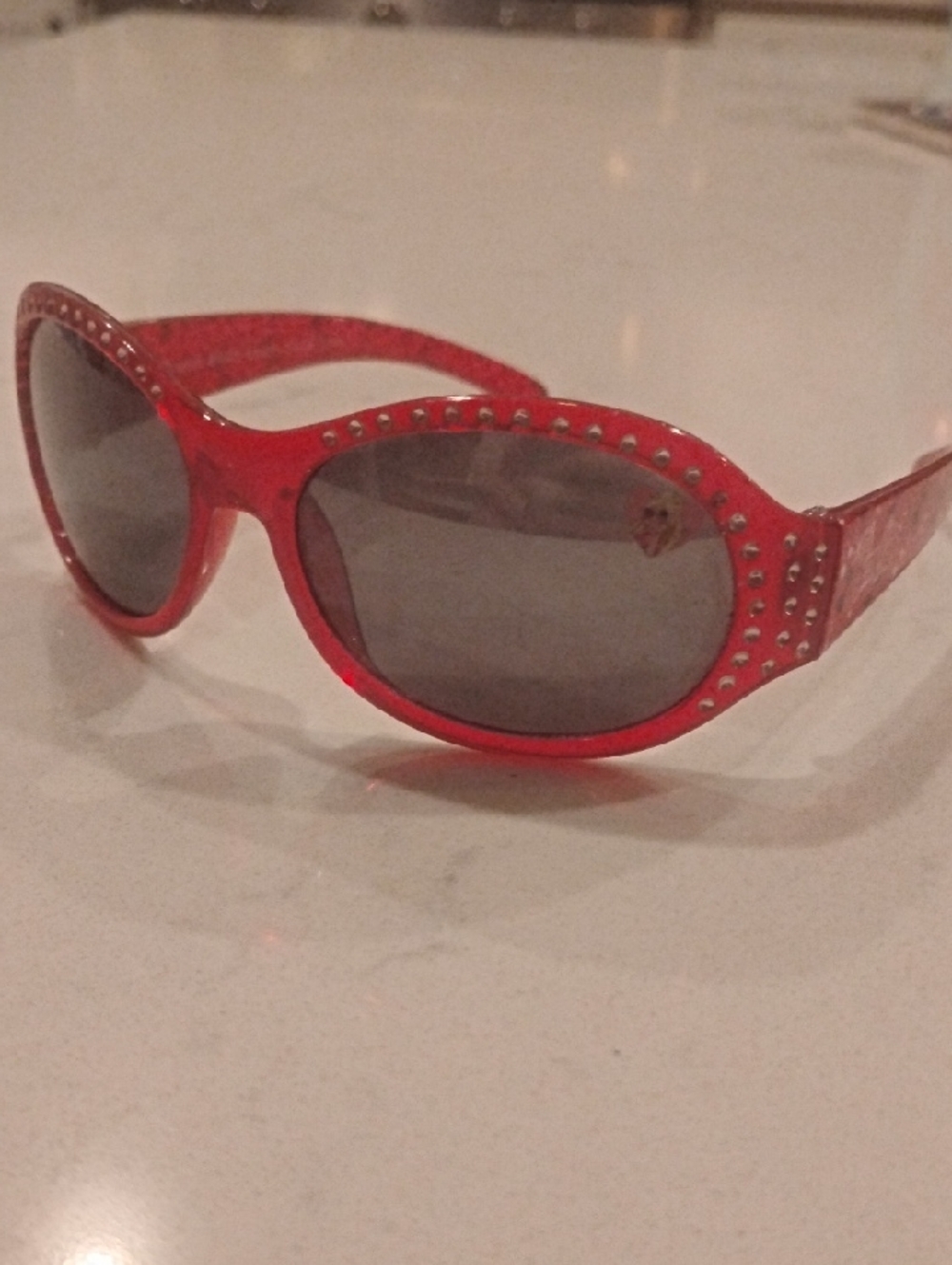 Barbie Red Jeweled Oval Kids Sunglasses